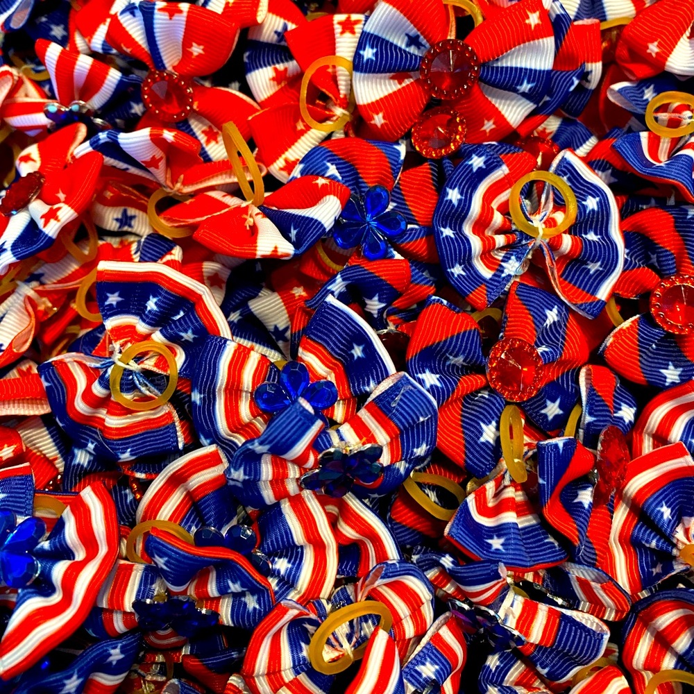 Stars & Stripes Puppy/Dog Hair Bows 20 Pieces